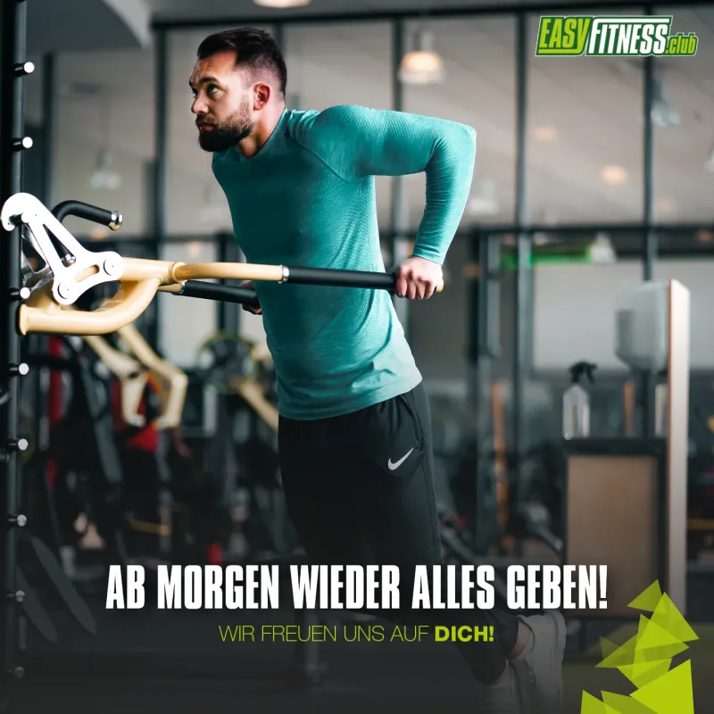 So gibt EASYFITNESS die Wiedereröffnung in den sozialen Medien bekannt.