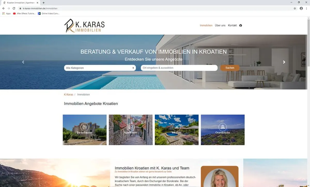 K. Karas Immobilien Website