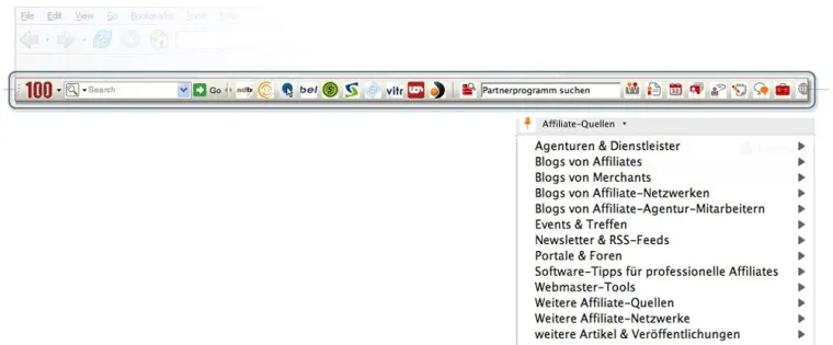 Bild: Partnerprogramme-Toolbar für IE und Firefox – Affiliate-Netzwerke nur einen Klick entfernt