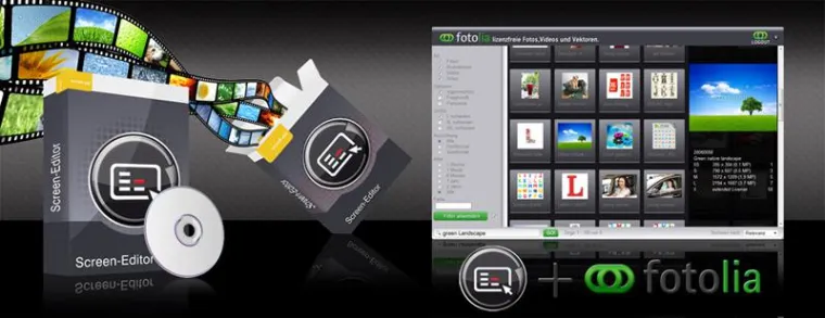 Bild: Screen-Editor Webportal featuring Fotolia (Digital Signage Software)