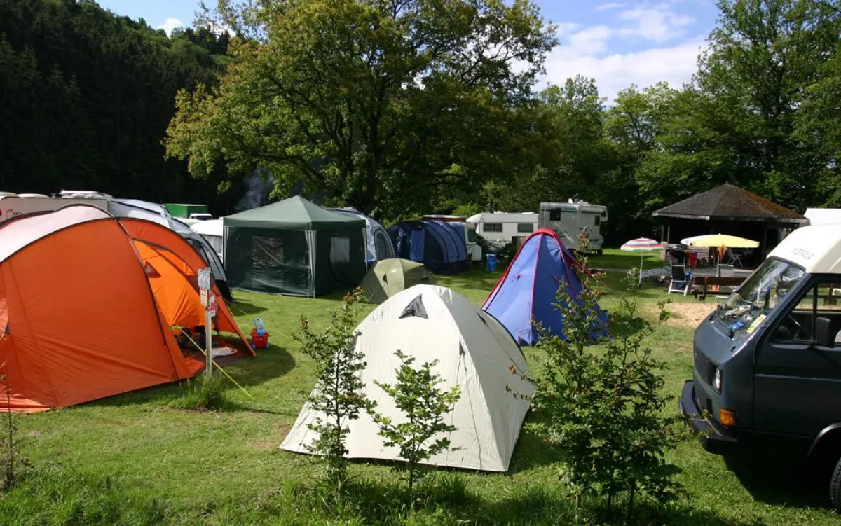Zeltwiese des Eifel-Camps am Freilinger See Pfingsten 2011
