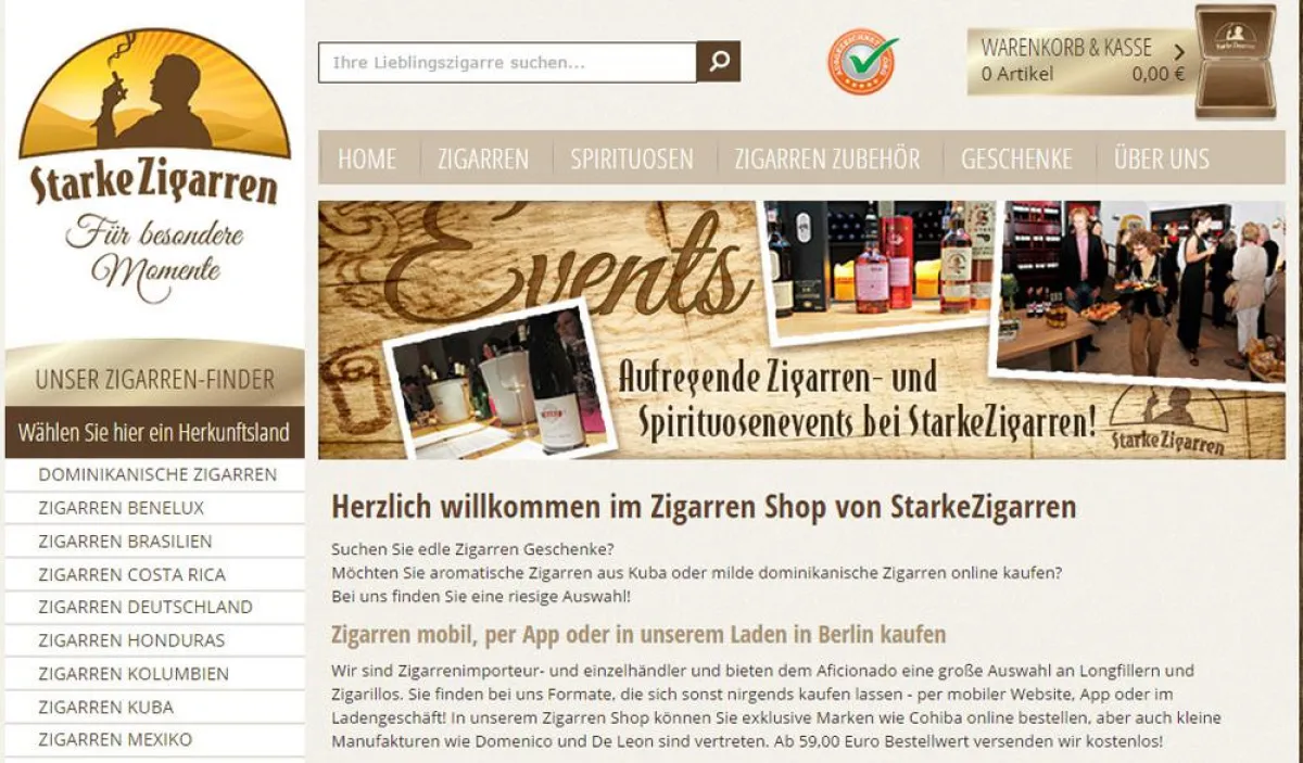 Neues Zigarren Shop - Design bei StarkeZigarren
