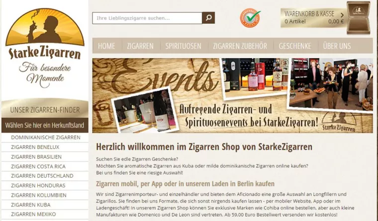 Bild: StarkeZigarren mit Relaunch bei Zigarren Shop