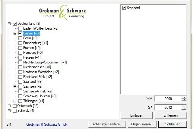 Bild: Feiertage für den MS Project Kalender