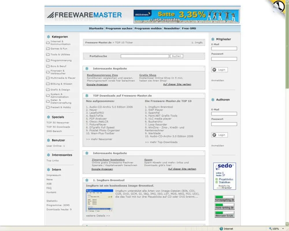 Screenshot des Downloadportals Freeware-Master.de
