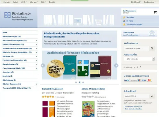 'Bestmöglicher Service' auf bibelonline.de Bild: 'Bestmöglicher Service' auf bibelonline.de