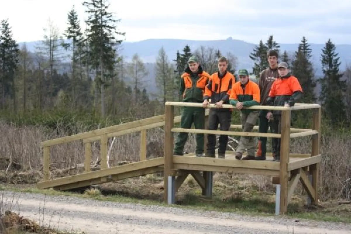 Die angehenden Werker in der Forstwirtschaft haben die Stationen des neuen Wanderwegs gebaut