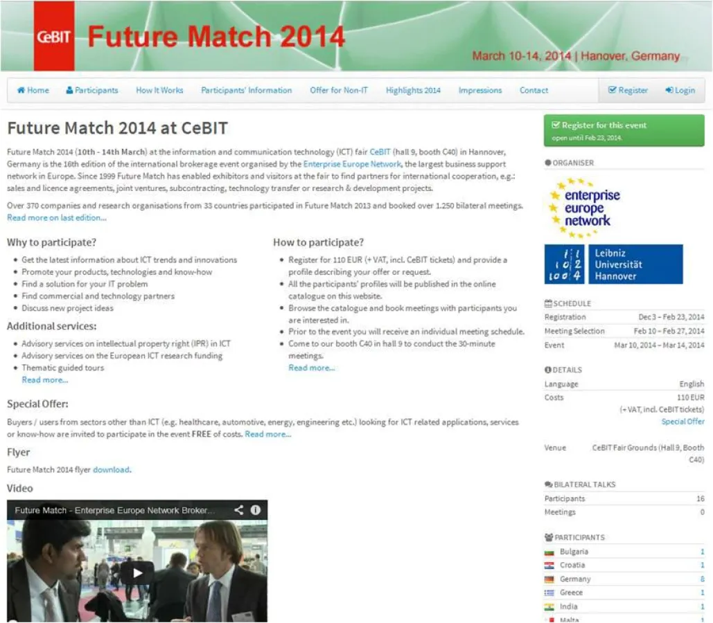 Kooperationsbörse des Enterprise Europe Network vom 10. - 14.03.2014 - CeBIT_Future_Match