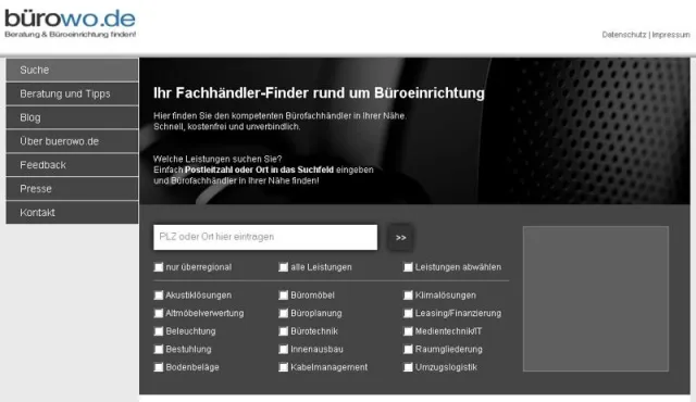Bild: buerowo.de - B2B Bürofachhandel-Suche gestartet