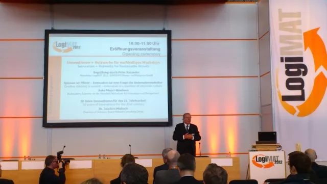 Bild: LogiMAT 2012: Rekorde und Innovationen. Dr. J. Miebach spricht über „10 Jahre Innovationen“
