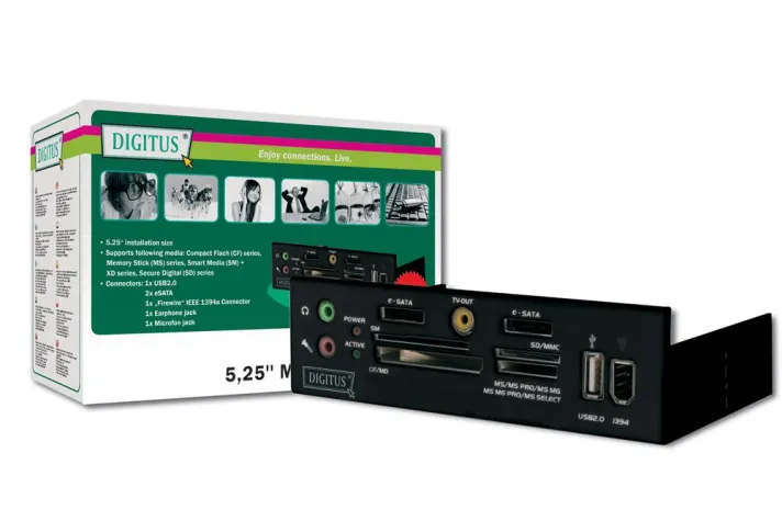 Bild: 5,25 ’’ Multimediapanel von DIGITUS® inkl. Cardreader und USB 2.0