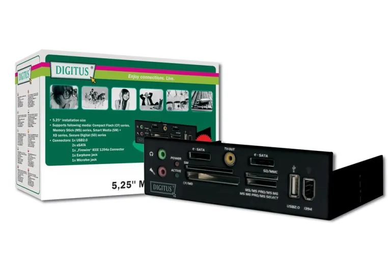 5,25 ’’ Multimediapanel von DIGITUS® inkl. Cardreader und USB 2.0 Bild: 5,25 ’’ Multimediapanel von DIGITUS® inkl. Cardreader und USB 2.0