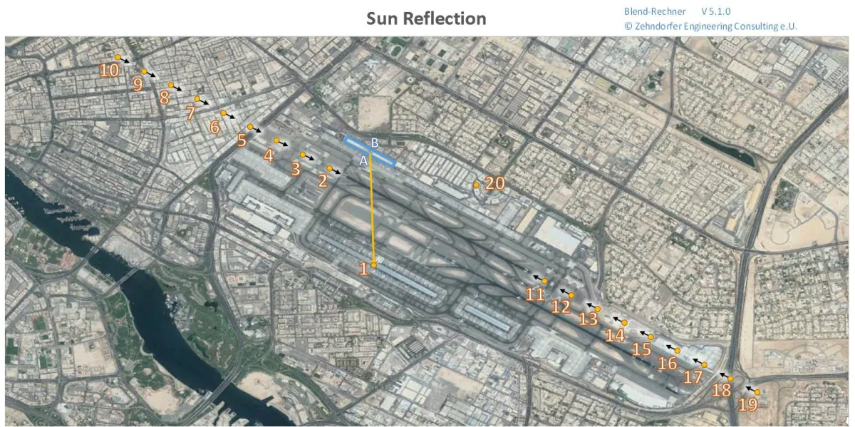 Blendberechnung am Flughafen Dubai