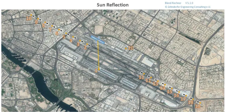 PV-Blendgutachten am Dubai Airport Bild: PV-Blendgutachten am Dubai Airport