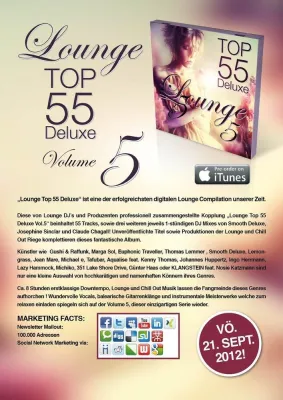 Bild: Lounge Top 55 Vol.5 DELUXE (The Original). ITUNES release incl. exclusive 3 hour DJ Mixes, pre-sale 24.08.2012