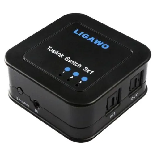 Umschalten ohne Umstecken mit dem Toslink Switch von Ligawo Bild: Umschalten ohne Umstecken mit dem Toslink Switch von Ligawo