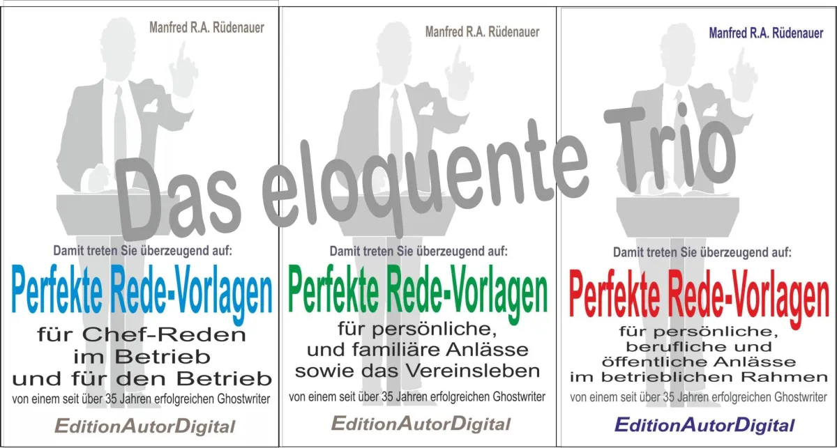 Perfekte Rede-Vorlagen, 3 Bände ISBN ISBN  978-3-943788-05-1, 978-3-943788-06-8, 978-3-943788-19-8