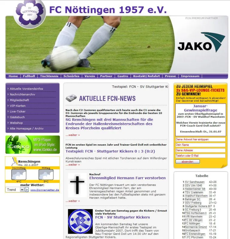 Oberligaverein FC-Nöttingen unter www.fc-noettingen.de