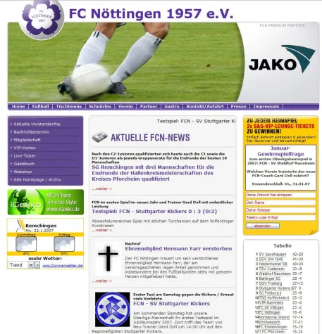 Bild: Oberligist FC Nöttingen setzt auf Web Content Management mit CMFlex V2.2
