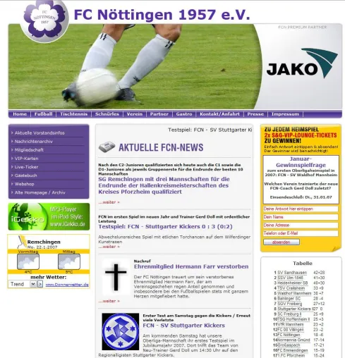 Bild: Oberligist FC Nöttingen setzt auf Web Content Management mit CMFlex V2.2