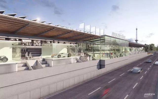 Bild: Sanierung der AVUS-Tribüne beginnt mit Sperrung der AVUS: Dachabriss am 9. April um 22:00 Uhr