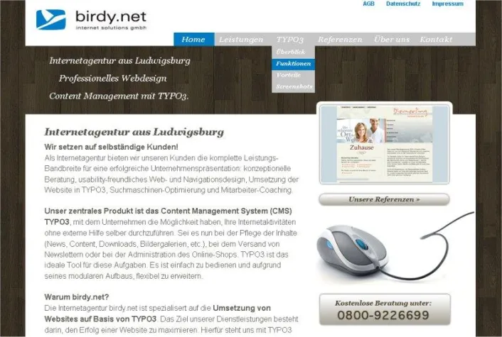 Bild: birdy.net mit neuer TYPO3-Website