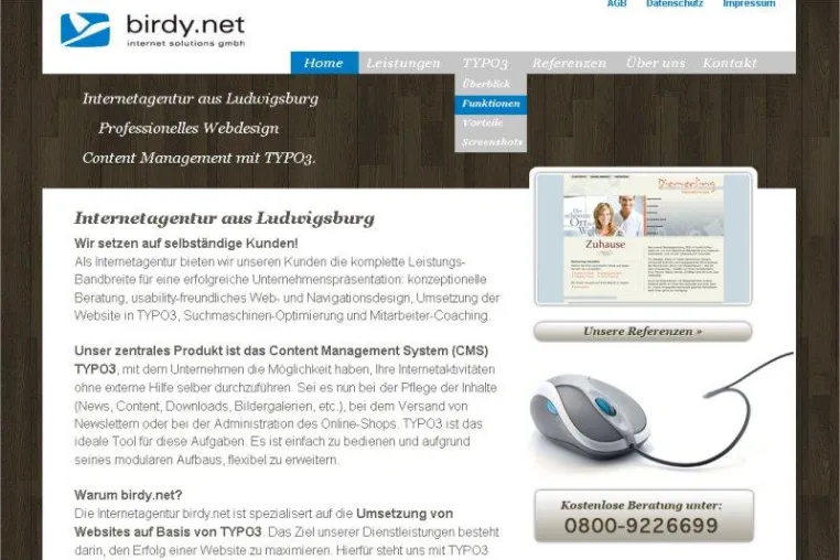 Bild: birdy.net mit neuer TYPO3-Website