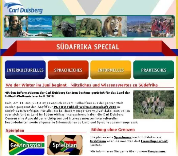 Bild: Mit den Länderinformationen der Carl Duisberg Centren bestens gerüstet für die Fußball-WM 2010
