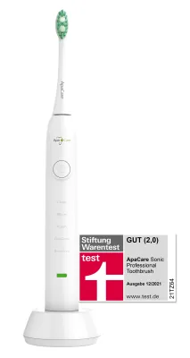 Bild: Stiftung Warentest 12/2021: ApaCare® Sonic beste Zahnbürste unter 100 €