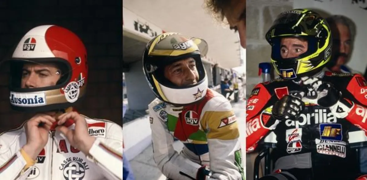 Rennlegenden Giacomo Agostini, Marco Lucchinelli, Max Biaggi (v.l.)