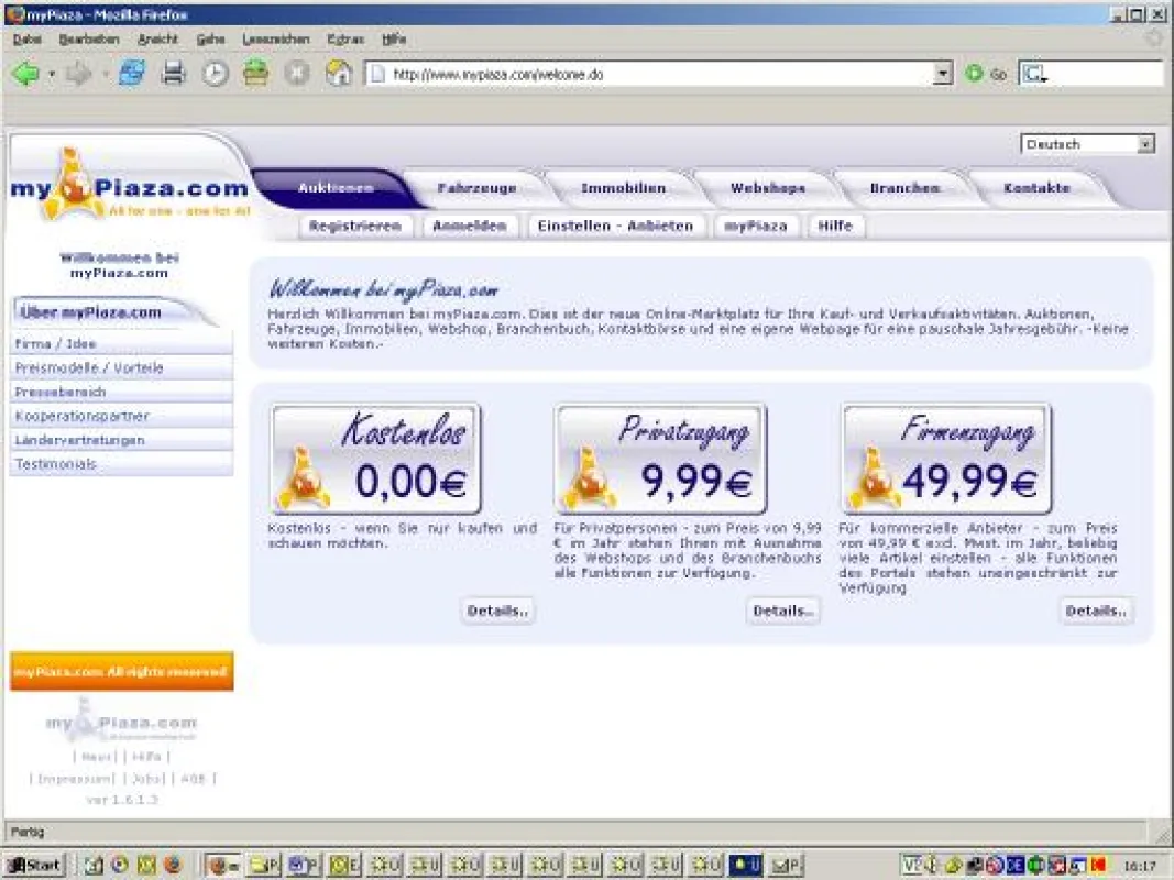 Startseite von www.myPiaza.com