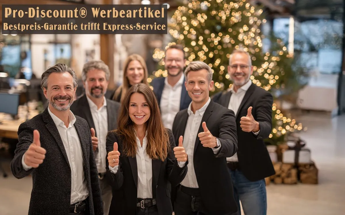 Das Team von Pro-Discount® startet ins Weihnachtsgeschäft: Bestpreis-Garantie trifft Express-Service (© © Pro-Discount® Werbeartikel 2025)