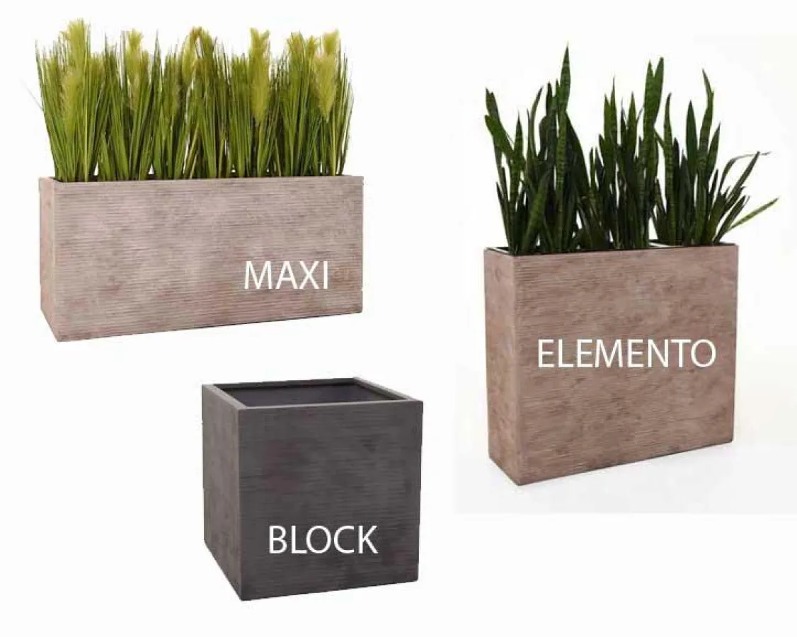 Pflanzkübel aus Fiberglas im trendigen Streifen-Look