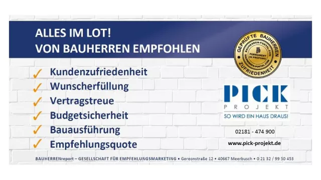 Bild: PICK PROJEKT GMBH - Hausbau-Erfahrungen von Bauherren absolut überdurchschnittlich bewertet
