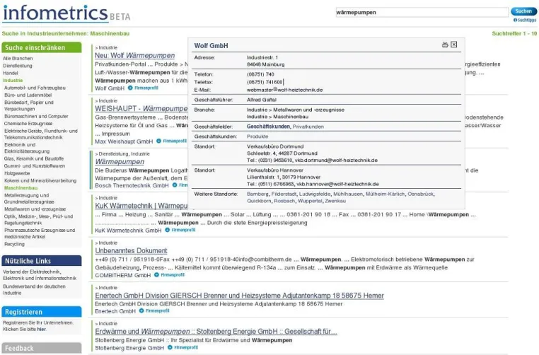Nicht mehr ohne - Alle Suchtreffer bei infometrics mit Kontaktdaten Bild: Nicht mehr ohne - Alle Suchtreffer bei infometrics mit Kontaktdaten