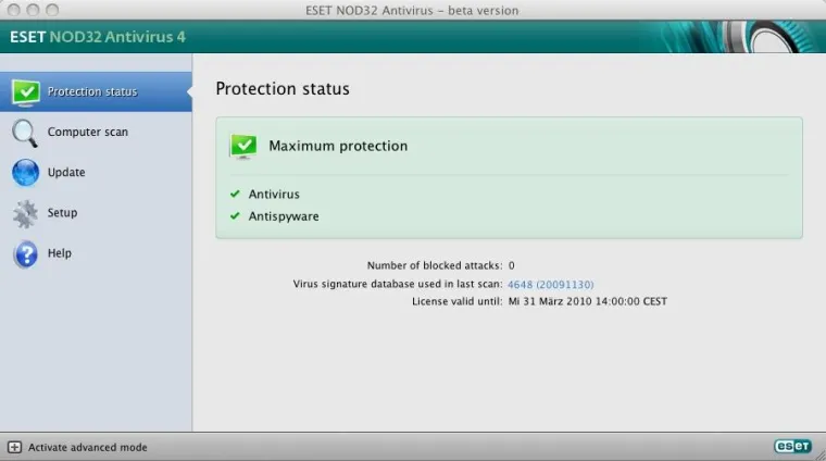 Bild: BETA-Phase von ESET NOD32 Antivirus 4 für Mac OS X und Linux gestartet
