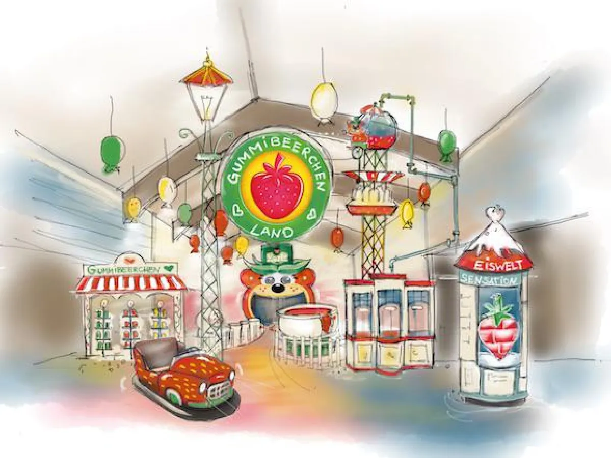 Skizze: Das neue Gummibeerchen-Land in Karls Erlebnis-Dorf Elstal (Karls Erlebnis-Dorf)