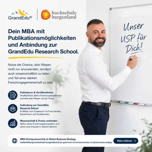 Bild: Vom MBA zur Publikation: Hochschule Burgenland und GrandEdu verbinden Management mit Forschung