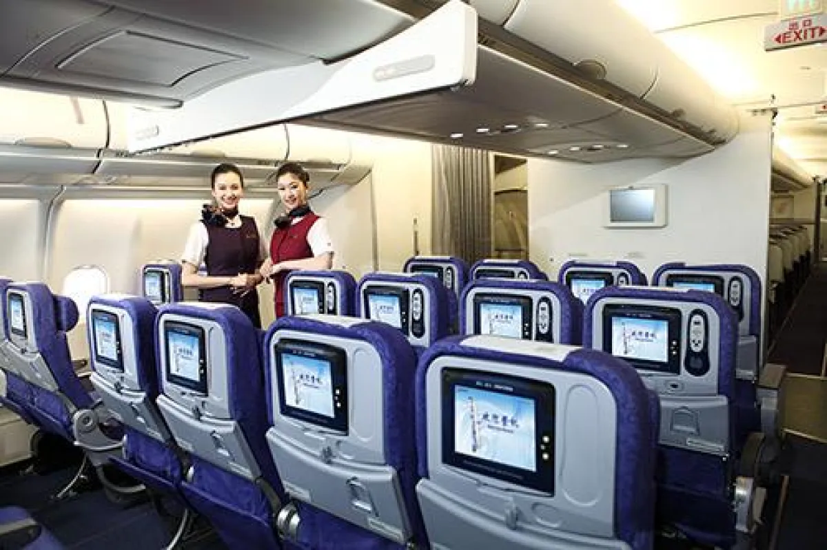 Premium Economy Class des A330-300, den Air China auf der Strecke Peking-Wien-Barcelona einsetzt.