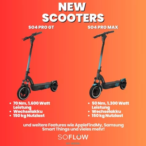 Bild: Maximale Power & smarte Technik - die neuen SoFlow E-Scooter