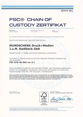 Mundschenk leistet Beitrag zur Nachhaltigkeit - Wittenberger Druckereiunternehmen nach FSC-COC zertifiziert Bild: Mundschenk leistet Beitrag zur Nachhaltigkeit - Wittenberger Druckereiunternehmen nach FSC-COC zertifiziert