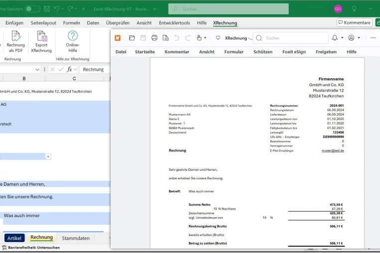 Bild: E-Rechnung: Eine einfache Excel-Vorlage für die XRechnung