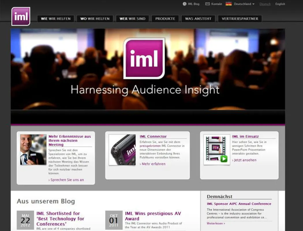 Screenshot der neuen Website (Foto: IML Interactive GmbH, frei zur Veröffentlichung bei Namensnennun