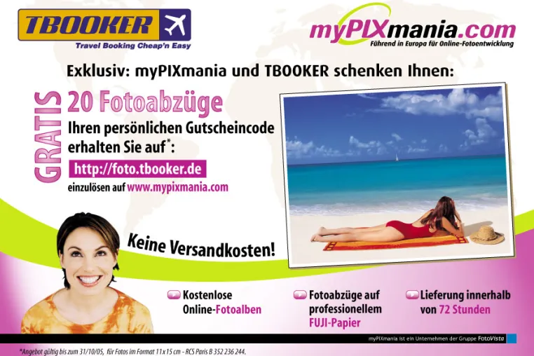 TBOOKER und myPIXmania verschenken 200.000 Foto-Abzüge Bild: TBOOKER und myPIXmania verschenken 200.000 Foto-Abzüge
