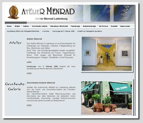 Atelier & Galerie Menrad von Werner Menrad aus Ladenburg präsentiert sich nun im Internet Bild: Atelier & Galerie Menrad von Werner Menrad aus Ladenburg präsentiert sich nun im Internet