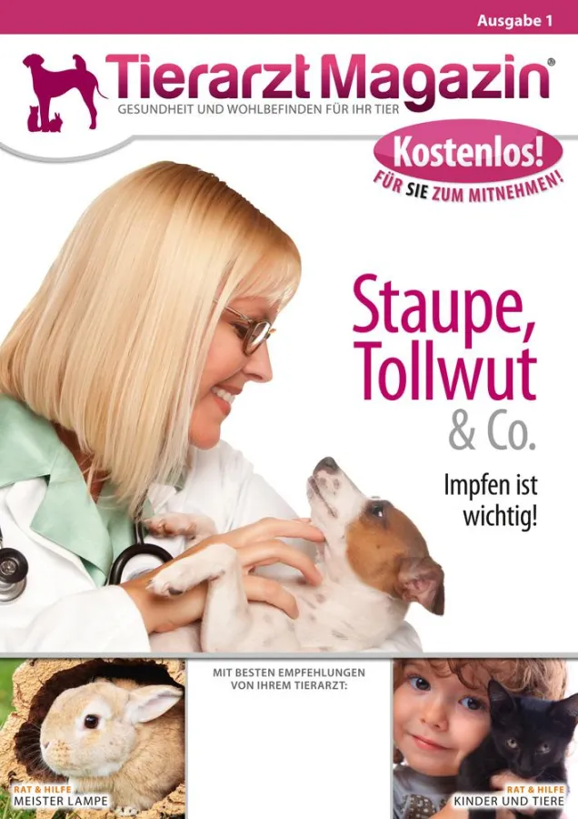 Die neue Zeitschrift für alle die Tiere lieben! Jetzt kostenlos bei Ihrem Tierarzt!