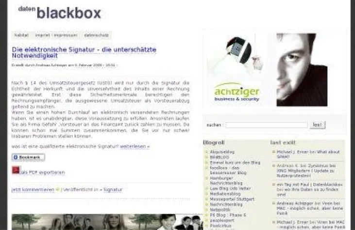 Bild: Die Datenblackbox aus Hamburg - ein Blog nicht nur zur Informationssicherheit