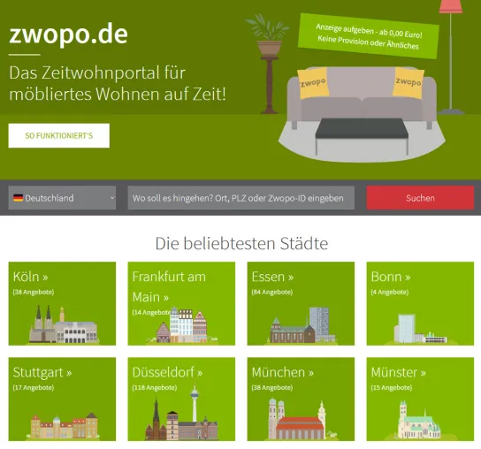 Bild: www.das-zeitwohnportal.de – Das spezialisierte Portal für möblierte Wohnungen auf Zeit