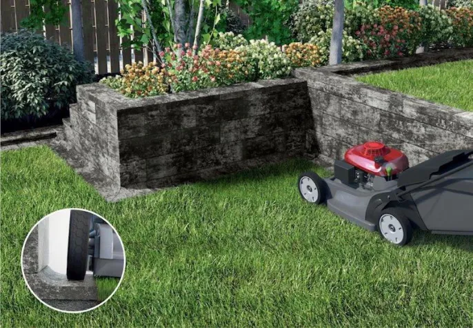 Bild: Garten Innovativ: Vario-Line-Übergangsstein verbindet Mauer und Beet