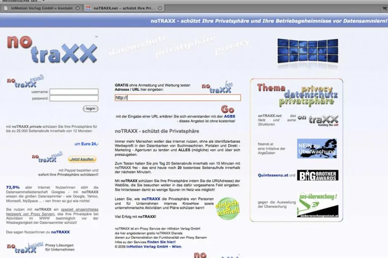 Bild: noTRAXX.net schützt die Privatsphäre und Betriebsgeheimnisse